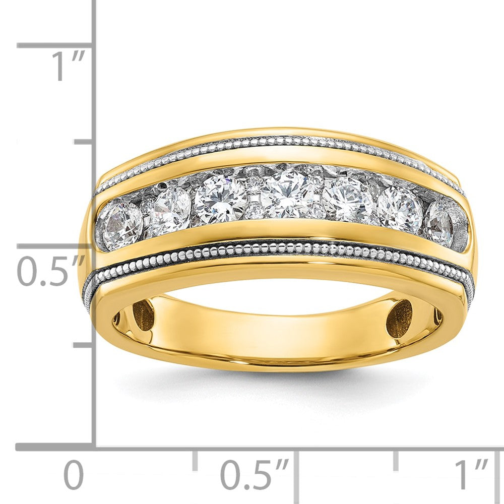 14K Herren-Diamantring aus Gelb- und Rhodium-Gold mit Weißrhodium, 1K, komplett besetzt