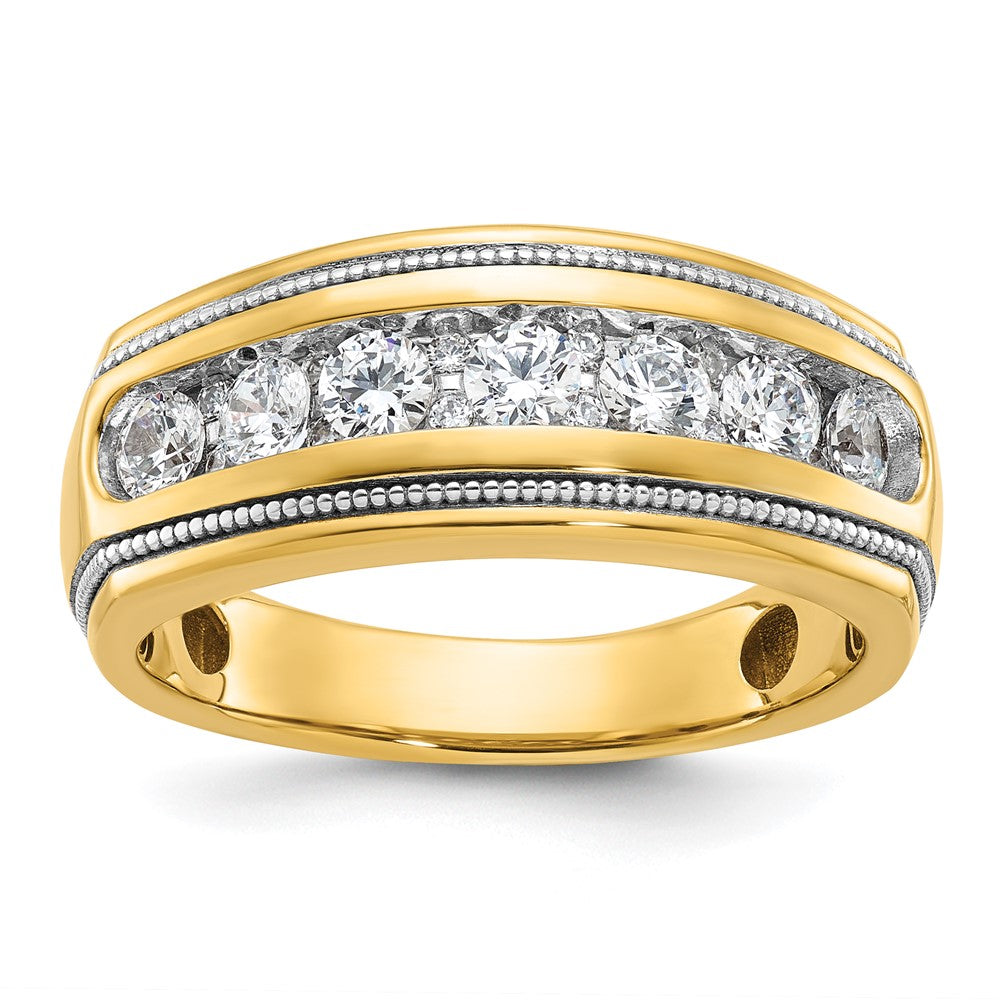 14K Herren-Diamantring aus Gelb- und Rhodium-Gold mit Weißrhodium, 1K, komplett besetzt