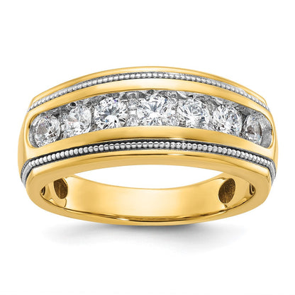 14K Herren-Diamantring aus Gelb- und Rhodium-Gold mit Weißrhodium, 1K, komplett besetzt