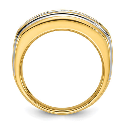 14K Gelb- und Rhodiumgold mit Weißrhodium Herren-Ring mit 1K Diamant, komplett besetzt