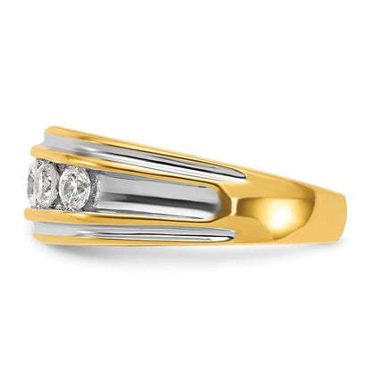 14K Gelb- und Rhodiumgold mit Weißrhodium Herren-Ring mit 1K Diamant, komplett besetzt