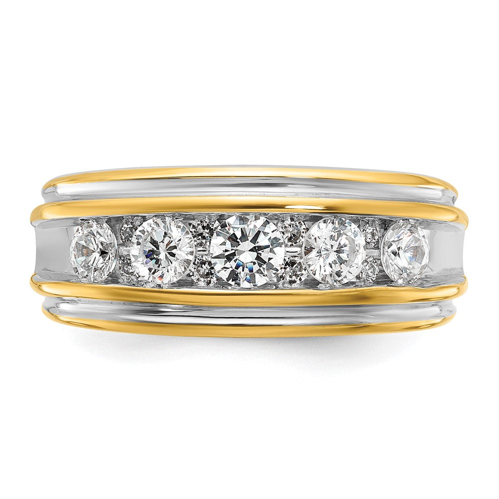 14K Gelbgold & Rhodium mit Weißgold, 1 ct. Laborgezüchteter Diamant VS/SI+ G+, komplett poliert, Herrenring