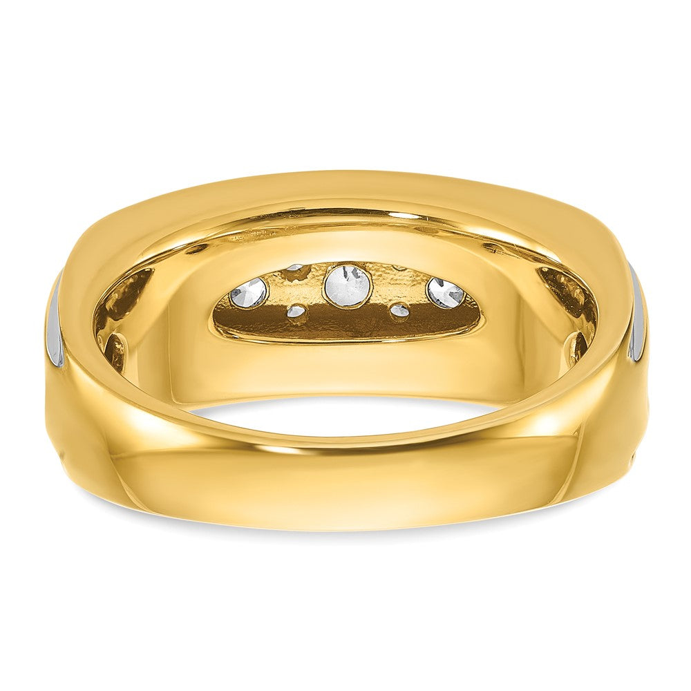 14K Gelb- und Rhodiumgold mit Weißrhodium Herren-Ring mit 1K Diamant, komplett besetzt