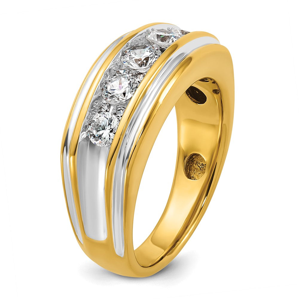 14K Gelb- und Rhodiumgold mit Weißrhodium Herren-Ring mit 1K Diamant, komplett besetzt
