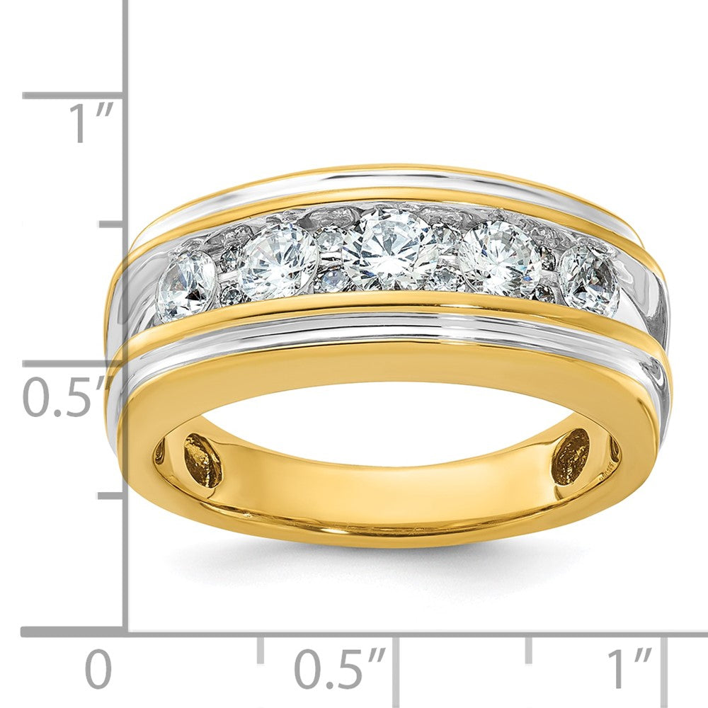 14K Gelb- und Rhodiumgold mit Weißrhodium Herren-Ring mit 1K Diamant, komplett besetzt