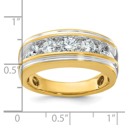 14K Gelb- und Rhodiumgold mit Weißrhodium Herren-Ring mit 1K Diamant, komplett besetzt