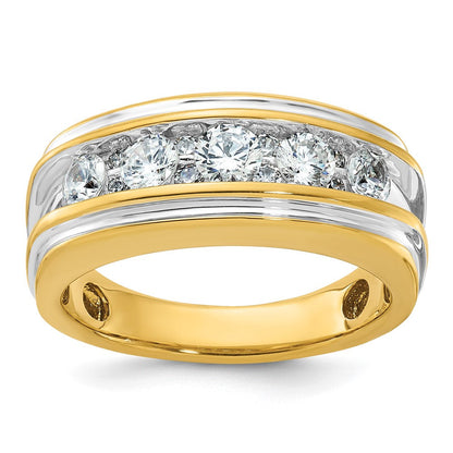 14K Gelb- und Rhodiumgold mit Weißrhodium Herren-Ring mit 1K Diamant, komplett besetzt