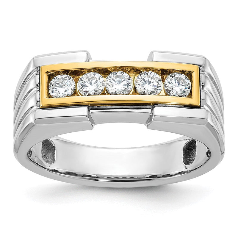 14K Bicolor Gold Herren-Ring mit 0,5K Diamant, komplett besetzt