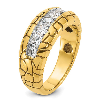 14K Gelbgold Herren-Diamant-Nugget-Ring mit 1 ct