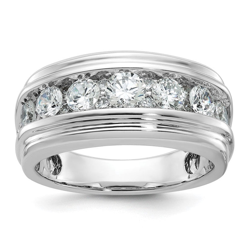 10K Weißgold Ibgoodman Herren Poliert und Gerillt 2 Karat A Qualität Diamant Ring