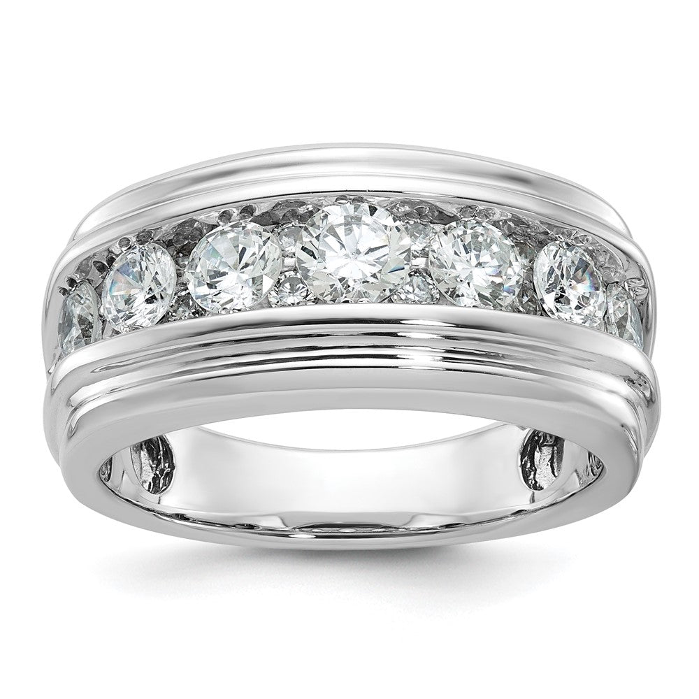 14K Weißgold Herren Ring mit 2K Diamant, komplett