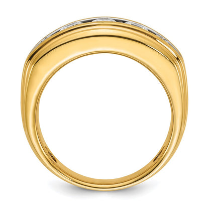 14K Gelbgold Herren-Ring mit 2K Diamanten, komplett besetzt
