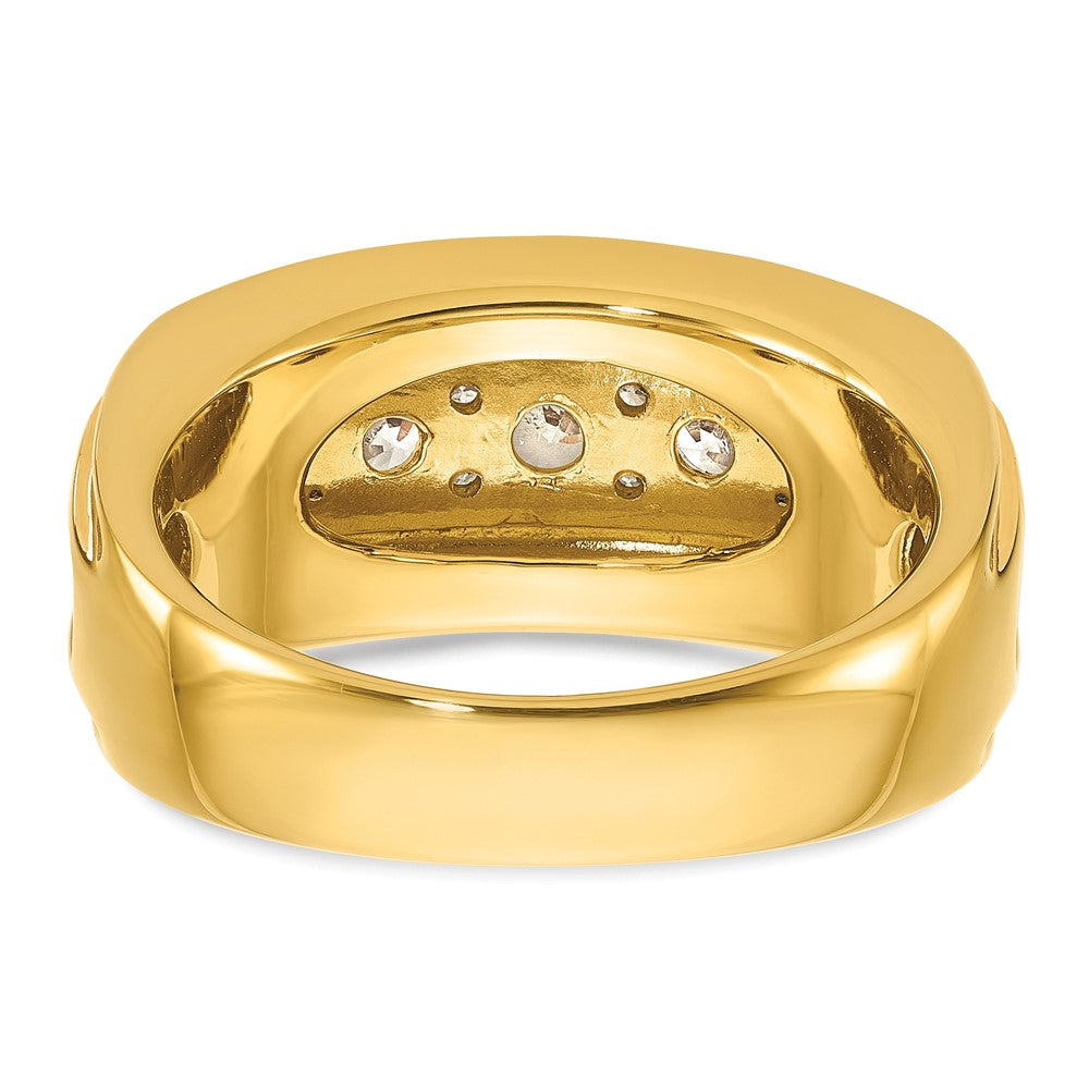 14K Gelbgold Herren-Ring mit 2K Diamanten, komplett besetzt