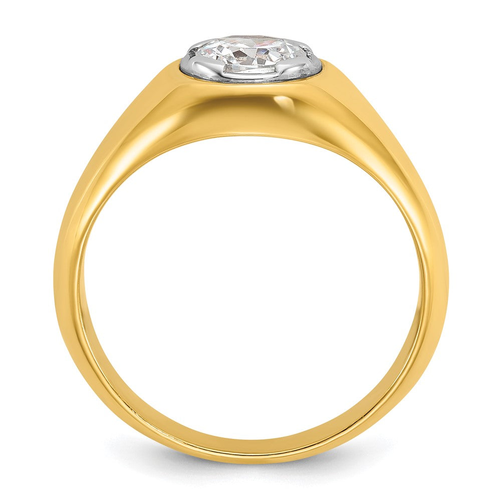 14K Gelbgold Ring mit 1 ct. im Labor gezüchtetem Diamant, Rund, VS/SI+ G+, für Herren
