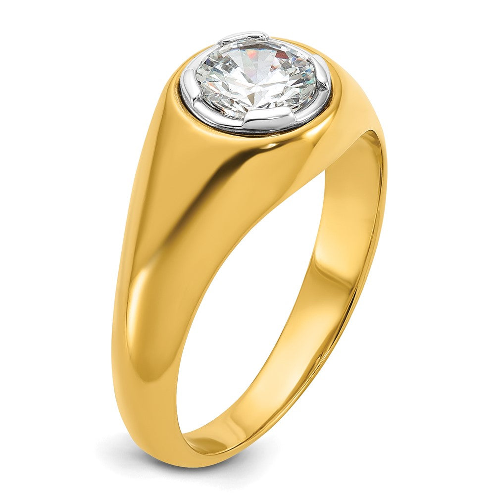 14K Gelbgold Ring mit 1 ct. im Labor gezüchtetem Diamant, Rund, VS/SI+ G+, für Herren
