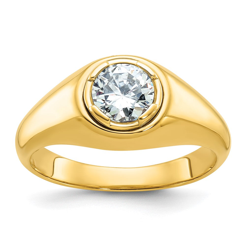 14K Gelbgold Ring mit 1 ct. im Labor gezüchtetem Diamant, Rund, VS/SI+ G+, für Herren