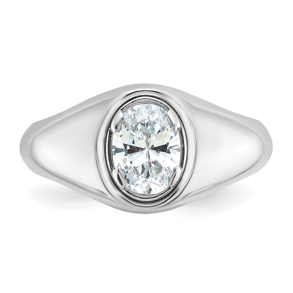 14K Weißgold Ring mit 1 ct. laborgezüchtetem Diamant, VS/SI+ G+, Oval, Herren