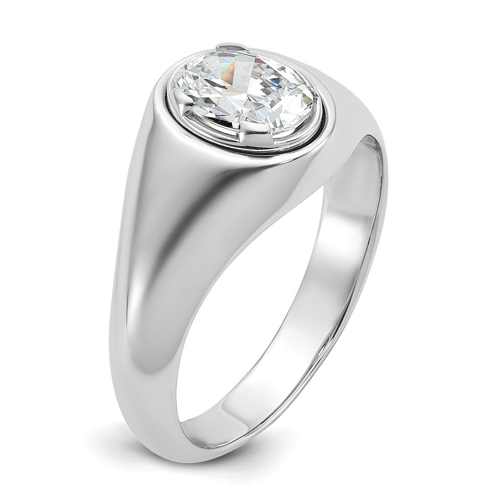 14K Weißgold Ring mit 1 ct. laborgezüchtetem Diamant, VS/SI+ G+, Oval, Herren