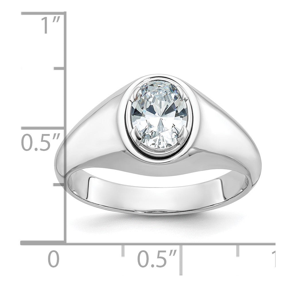 14K Weißgold Ring mit 1 ct. laborgezüchtetem Diamant, VS/SI+ G+, Oval, Herren