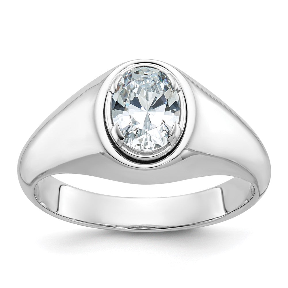 14K Weißgold Ring mit 1 ct. laborgezüchtetem Diamant, VS/SI+ G+, Oval, Herren