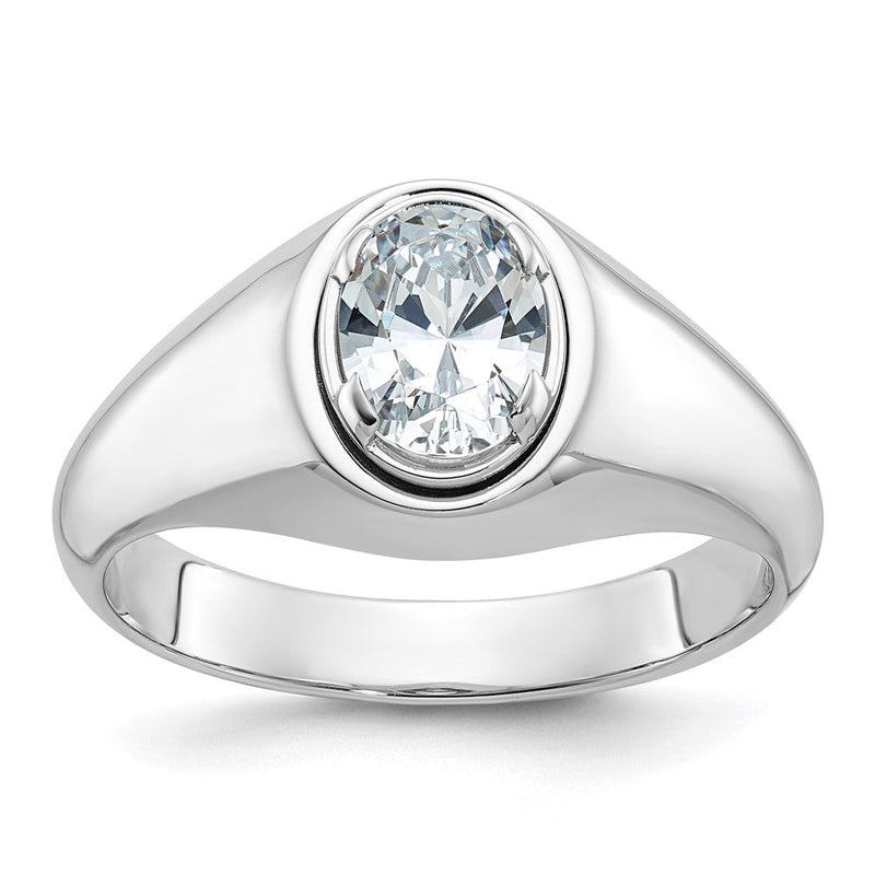 14K Weißgold Ring mit 1 ct. laborgezüchtetem Diamant, VS/SI+ G+, Oval, Herren