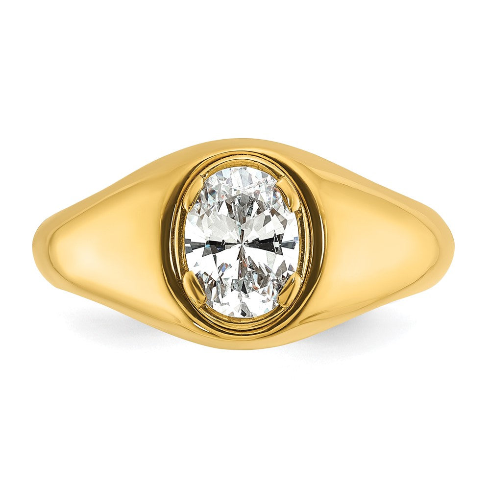 14K Gelbgold Ring mit 1 ct. im Labor gezüchtetem Diamant VS/SI+ G+ Oval für Herren