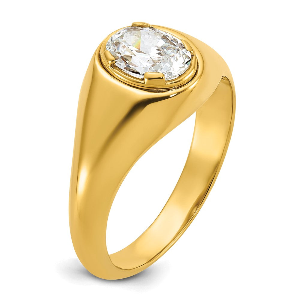 14K Gelbgold Ring mit 1 ct. im Labor gezüchtetem Diamant VS/SI+ G+ Oval für Herren