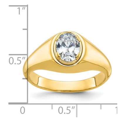 14K Gelbgold Ring mit 1 ct. im Labor gezüchtetem Diamant VS/SI+ G+ Oval für Herren