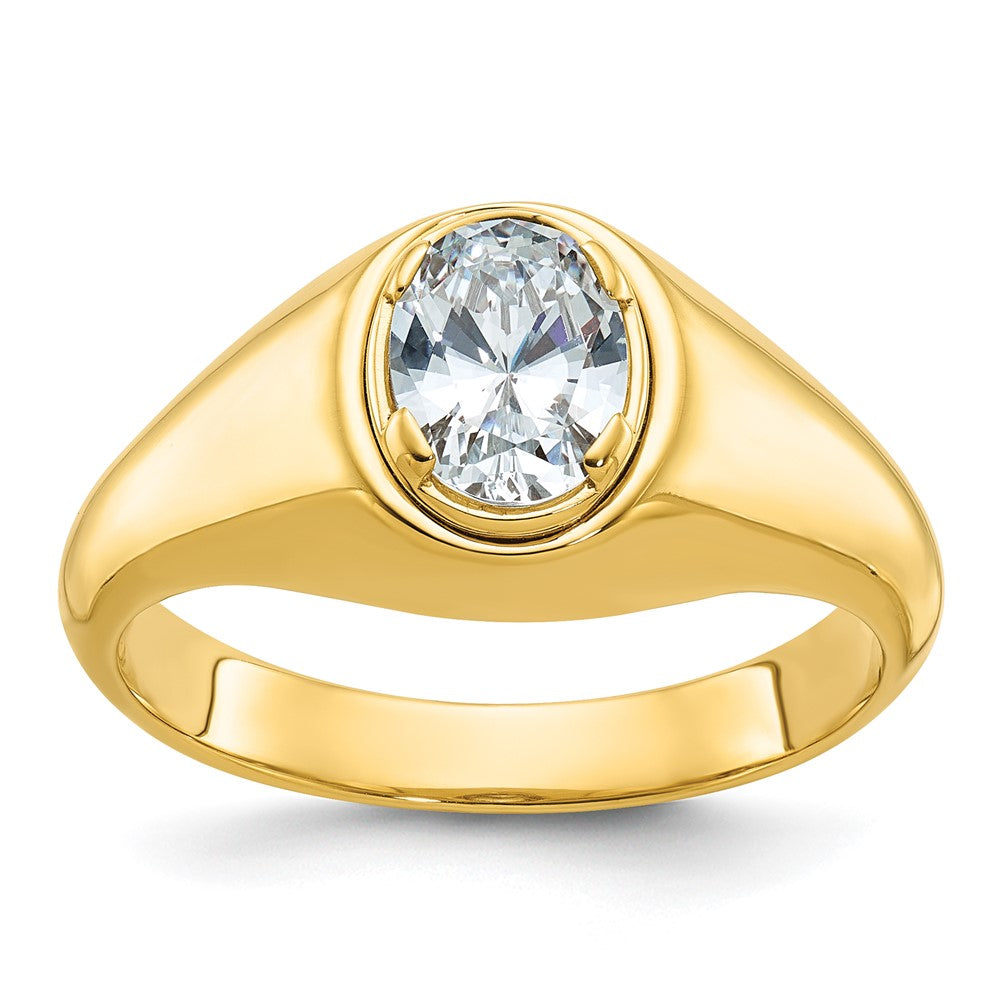 14K Gelbgold Ring mit 1 ct. im Labor gezüchtetem Diamant VS/SI+ G+ Oval für Herren