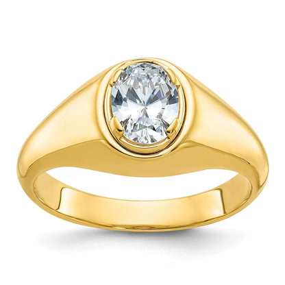 14K Gelbgold Ring mit 1 ct. im Labor gezüchtetem Diamant VS/SI+ G+ Oval für Herren