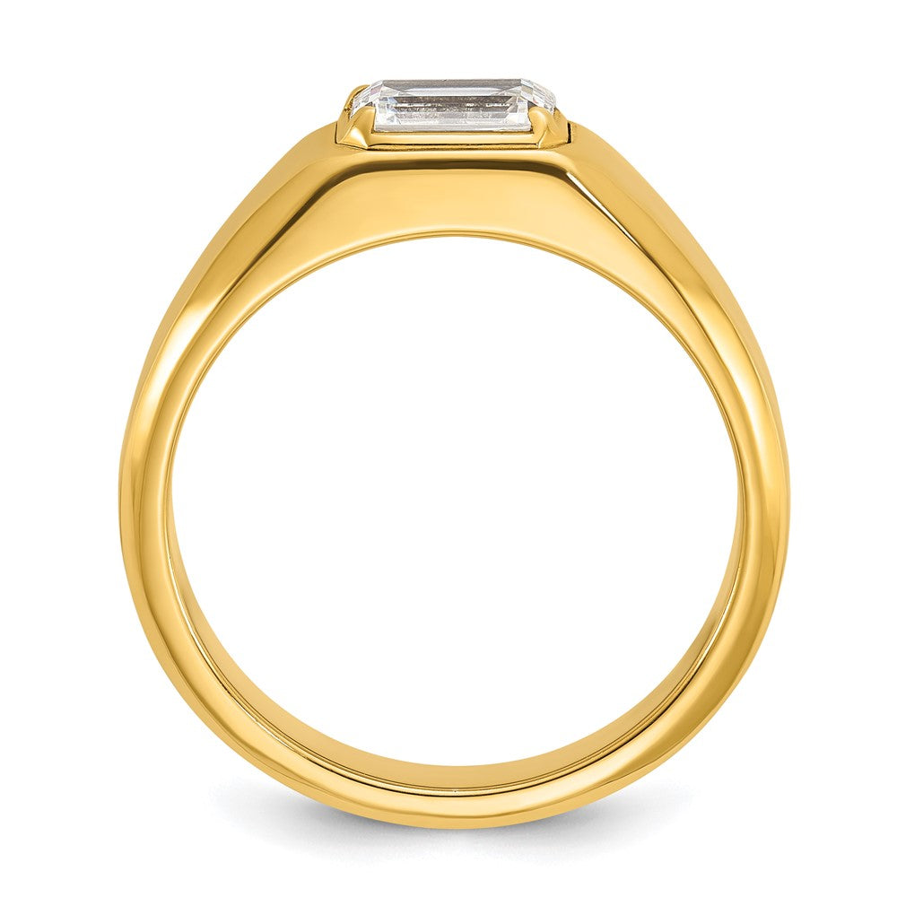 14K Gelbgold Ring für Herren mit 1 ct. Labor-Diamant VS/SI+ G+ im Emerald-Schliff, poliert