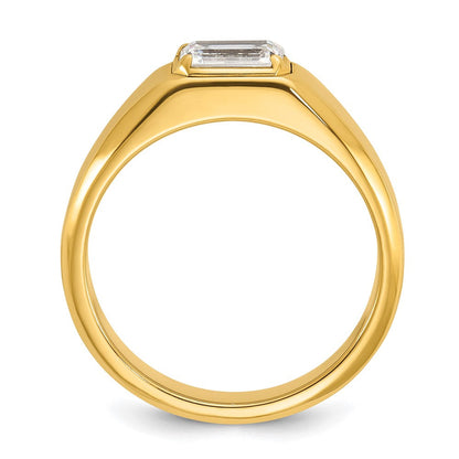 14K Gelbgold Ring für Herren mit 1 ct. Labor-Diamant VS/SI+ G+ im Emerald-Schliff, poliert