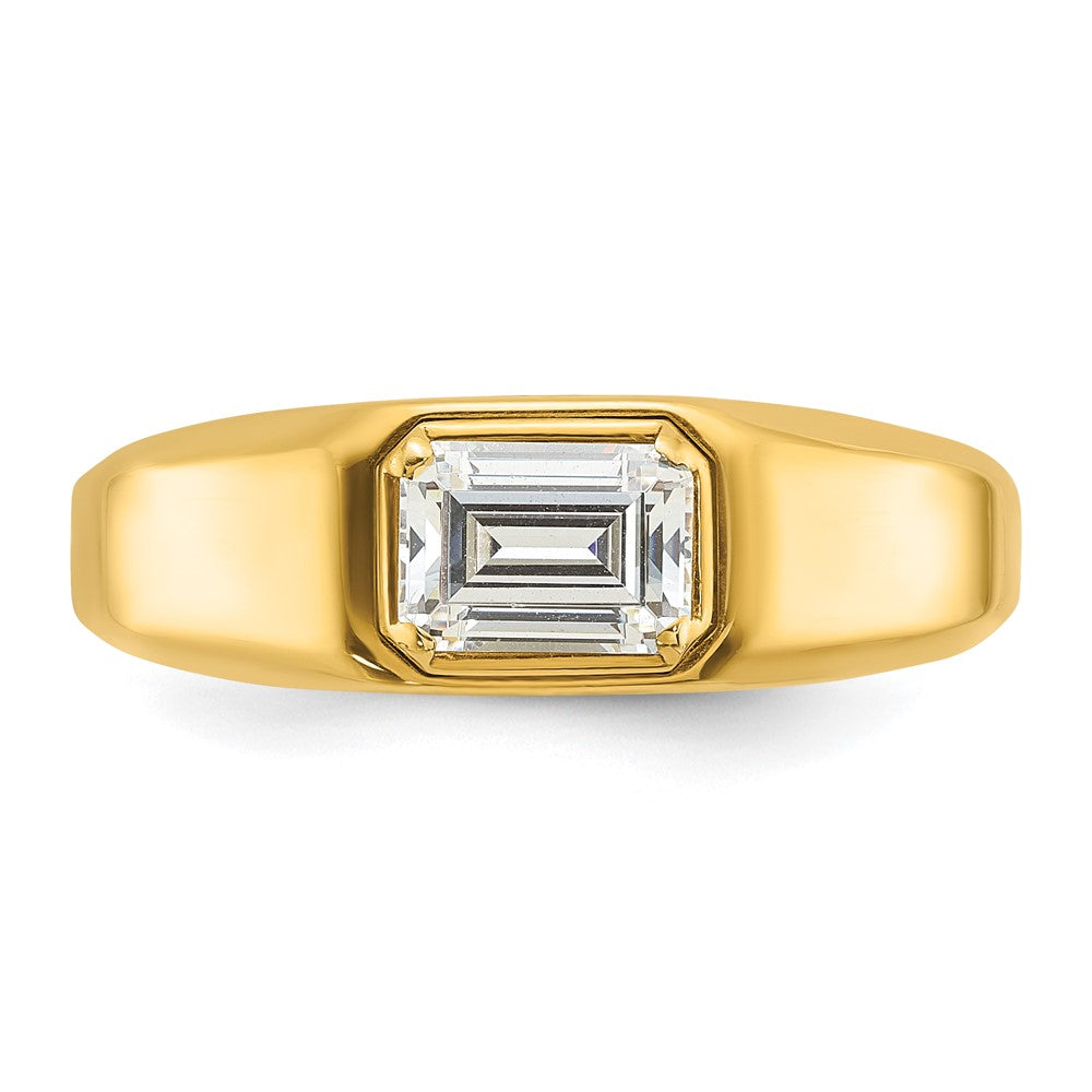 14K Gelbgold Ring für Herren mit 1 ct. Labor-Diamant VS/SI+ G+ im Emerald-Schliff, poliert