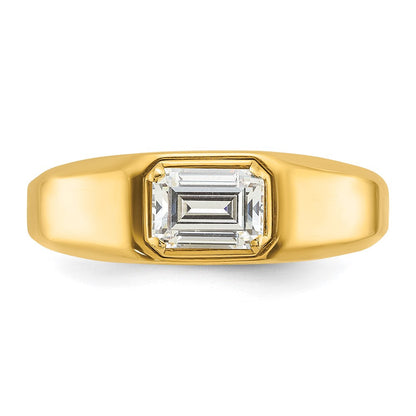 14K Gelbgold Ring für Herren mit 1 ct. Labor-Diamant VS/SI+ G+ im Emerald-Schliff, poliert