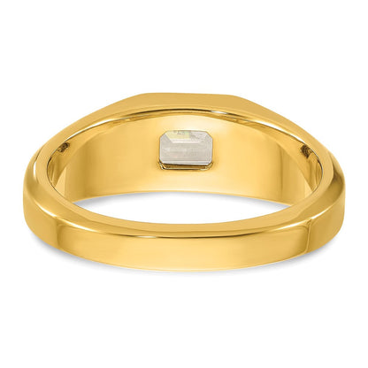 14K Gelbgold Ring für Herren mit 1 ct. Labor-Diamant VS/SI+ G+ im Emerald-Schliff, poliert