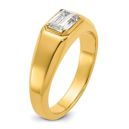 14K Gelbgold Ring für Herren mit 1 ct. Labor-Diamant VS/SI+ G+ im Emerald-Schliff, poliert