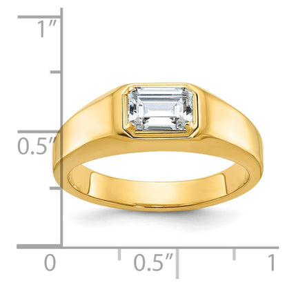 14K Gelbgold Ring für Herren mit 1 ct. Labor-Diamant VS/SI+ G+ im Emerald-Schliff, poliert