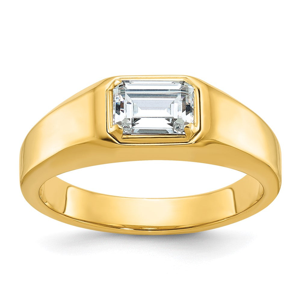 14K Gelbgold Ring für Herren mit 1 ct. Labor-Diamant VS/SI+ G+ im Emerald-Schliff, poliert