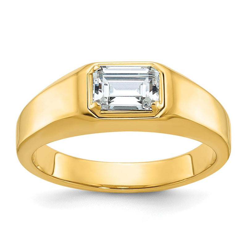 14K Gelbgold Ring für Herren mit 1 ct. Labor-Diamant VS/SI+ G+ im Emerald-Schliff, poliert