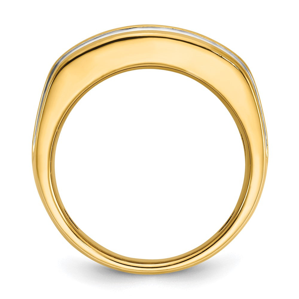 14K Gelbgold & Rhodiniertes Gold mit Weißrhodinierung Herren-Diamantring mit 2K Diamanten, komplett besetzt