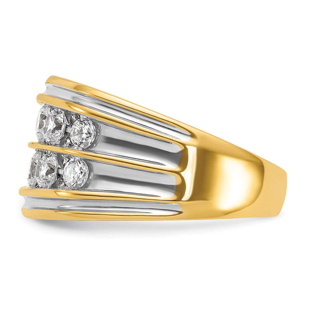 14K Gelbgold & Rhodiniertes Gold mit Weißrhodinierung Herren-Diamantring mit 2K Diamanten, komplett besetzt