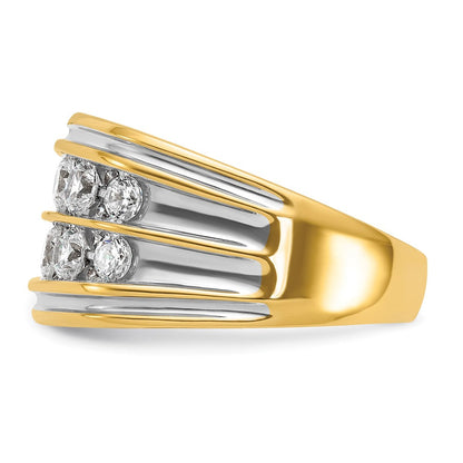 14K Gelbgold & Rhodiniertes Gold mit Weißrhodinierung Herren-Diamantring mit 2K Diamanten, komplett besetzt
