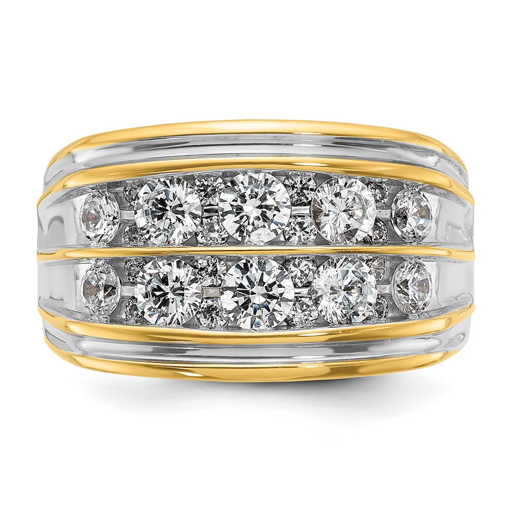 14K Gelbgold & Rhodiniertes Gold mit Weißrhodinierung Herren-Diamantring mit 2K Diamanten, komplett besetzt