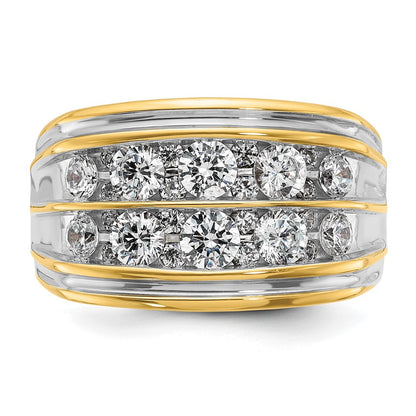 14K Gelbgold & Rhodiniertes Gold mit Weißrhodinierung Herren-Diamantring mit 2K Diamanten, komplett besetzt