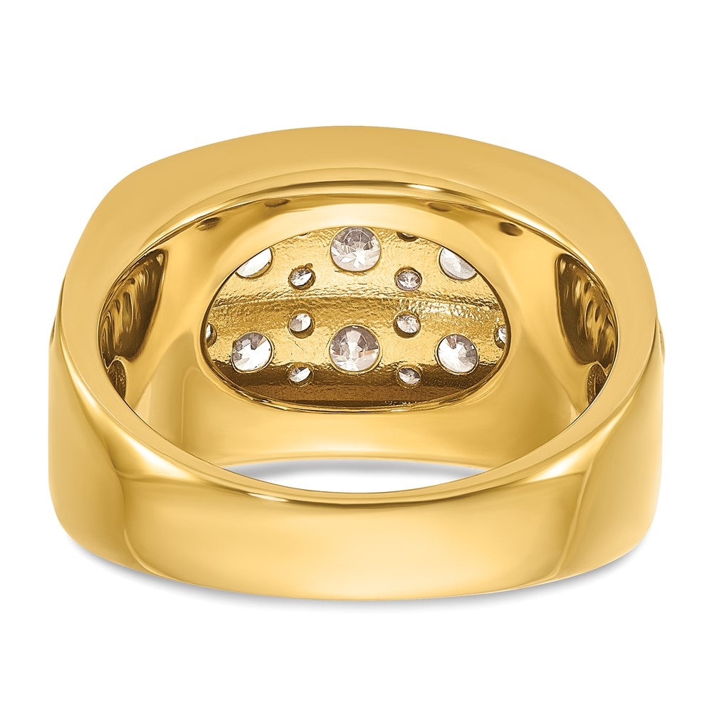14K Gelb- und Rhodium-Weißgold, 2 ct. Laborgezüchteter Diamant VS/SI+ G+, kompletter zweireihiger Herrenring