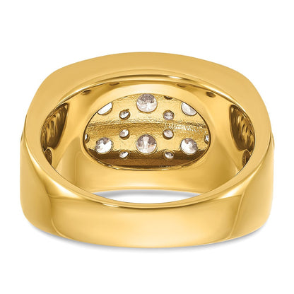 14K Gelbgold & Rhodiniertes Gold mit Weißrhodinierung Herren-Diamantring mit 2K Diamanten, komplett besetzt