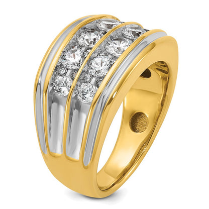 14K Gelbgold & Rhodiniertes Gold mit Weißrhodinierung Herren-Diamantring mit 2K Diamanten, komplett besetzt