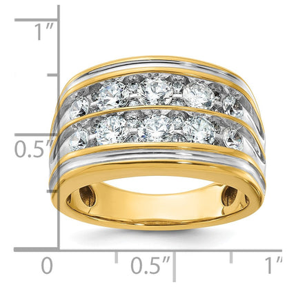14K Gelbgold & Rhodiniertes Gold mit Weißrhodinierung Herren-Diamantring mit 2K Diamanten, komplett besetzt