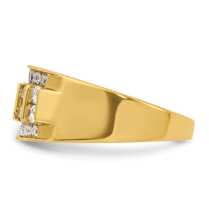 14K Gelbgold Herrenring mit 1 0,12 ct. Labor gezüchteten Diamanten VS/SI+ G+ in vierreihiger Ausführung