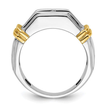 14K Bicolor-Gold Herren-Ring mit 1 ct. Diamant